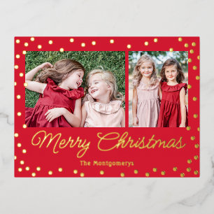 Bubbly Cheer Foil Holiday Postcard Christmas Card