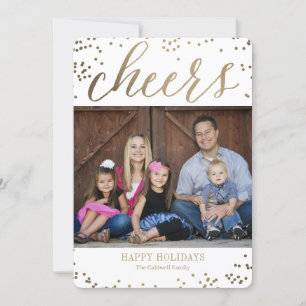 Bubbly Cheers EDITABLE COLOR Holiday Photo Cards