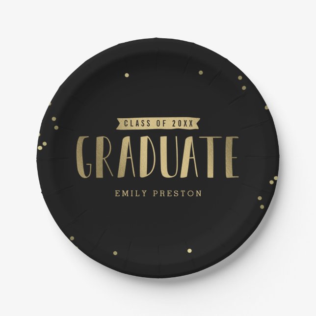 Bubbly Chic Graduation Party Plates (Front)