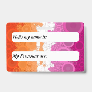 Bubbly Customisable Abstract Lesbian Pride Flag ID Badge