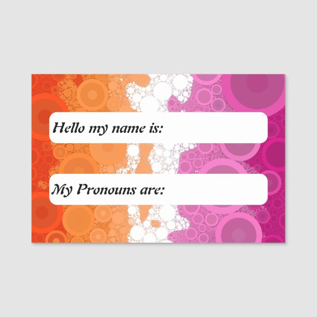 Bubbly Customisable Abstract Lesbian Pride Flag    Name Tag (Front)