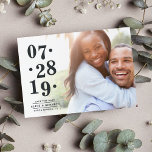 Bubbly Date | Photo Save the Date Card<br><div class="desc">Chic photo save the date cards feature your favourite horizontal or landscape orientated engagement photo with a white gradient on the left side, displaying your wedding date in charcoal grey with a unique uneven alignment for a modern look. Personalise with your names, "save the date" and wedding location beneath. Cards...</div>