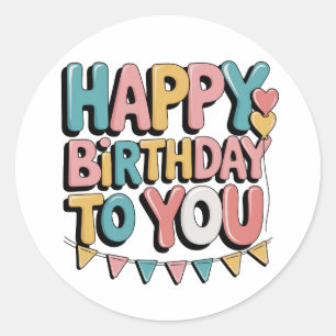 Bubbly Happy Birthday Classic Round Sticker