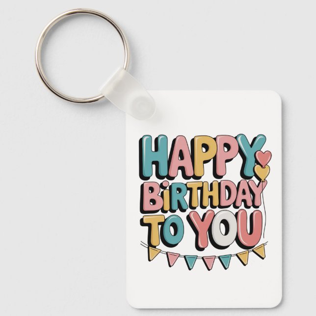 Bubbly Happy Birthday Key Ring (Front)