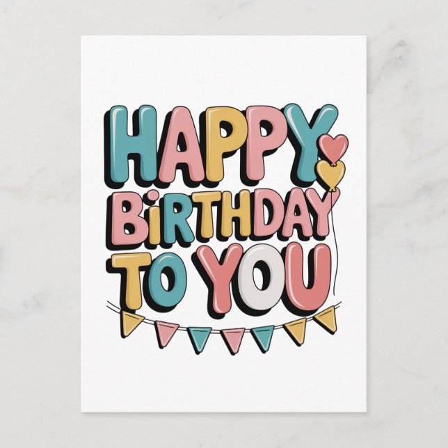Bubbly Happy Birthday Postcard (Front)