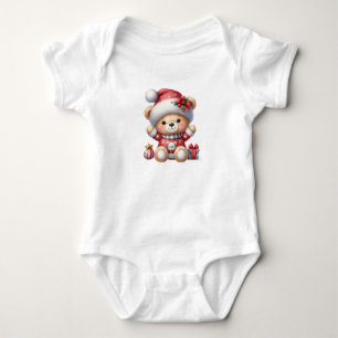 Bubbly Little Santa Bear Baby Bodysuit