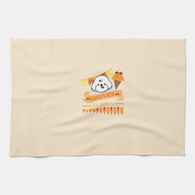 bubbly loves ice cream tea towel (Horizontal)