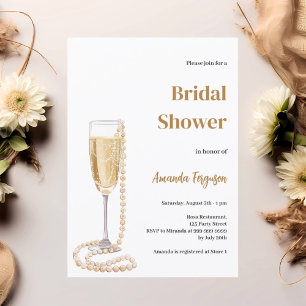 Bubbly lunch prosecco pearls Bridal Shower Invitation