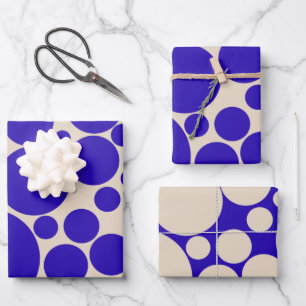 Bubbly Mod Dots Cobalt Blue Pattern Wrapping Paper Sheet