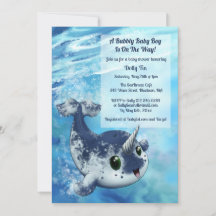 Bubbly Narwhal Baby Shower Invitation
