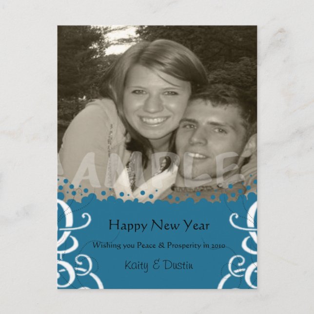 Bubbly New Year Holiday Postcard (Front)