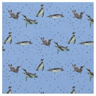 Bubbly Penguins Fabric (Light Blue)