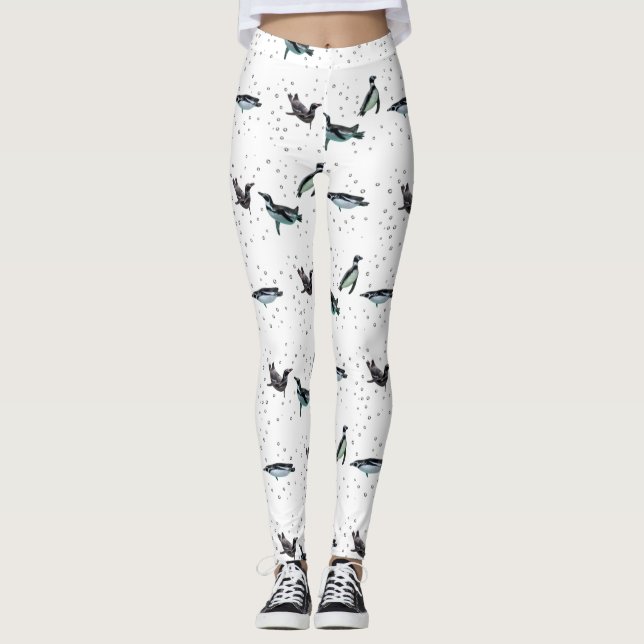 Bubbly Penguins Leggings (choose colour) (Front)