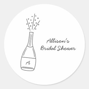 Bubbly Popping Champagne Bottle Bridal Shower Classic Round Sticker