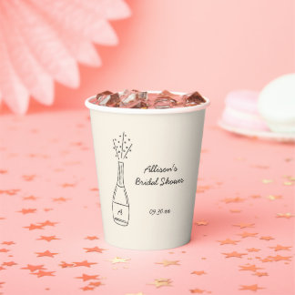 Bubbly Popping Champagne Bottle Bridal Shower Paper Cups