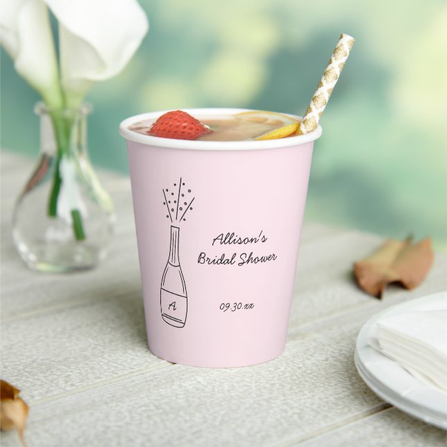 Bubbly Popping Champagne Bottle Bridal Shower Paper Cups (Insitu)