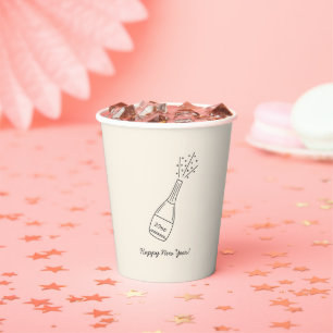 Bubbly Popping Champagne Bottle New Year's Eve Paper Cups