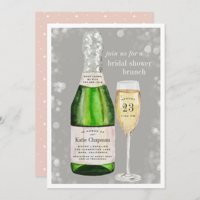 Bubbly Toast | Bridal Shower Brunch Invitation (Front/Back)
