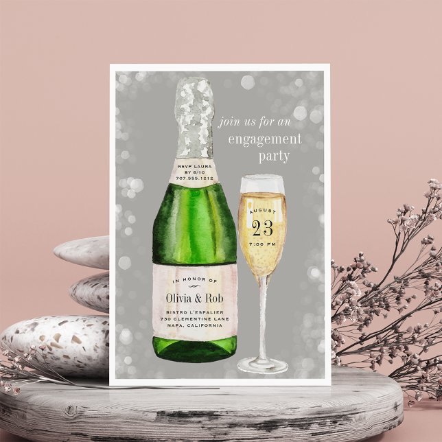 Bubbly Toast | Engagement Party Invitation (Creator Uploaded)