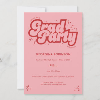 Bubbly Type Grad Party Invitation - Cherry
