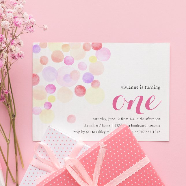 Bubbly | Watercolor First Birthday Invitation (Creator Uploaded)