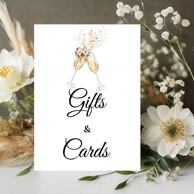 Bubbly Wine glasses Bridal shower gift & Cards Pedestal Sign (Creator Uploaded)