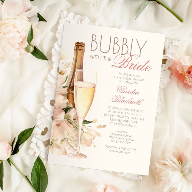 Bubbly With The Bride Champagne Bridal Shower Invitation (Creator Uploaded)