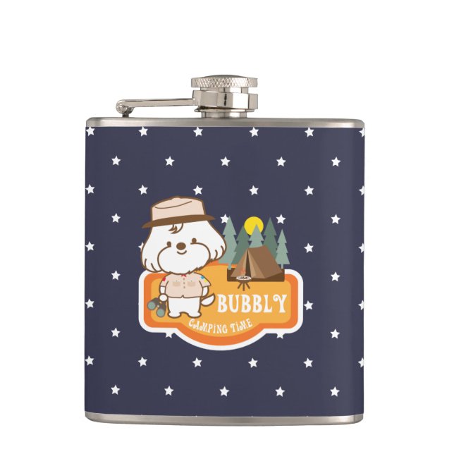 Bubbly's camping time hip flask (Front)