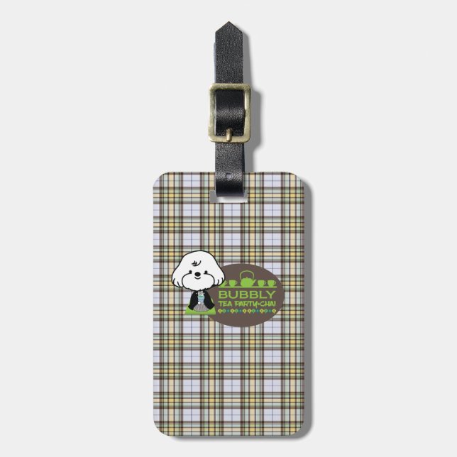 bubbly's tea party luggage tag (Front Vertical)