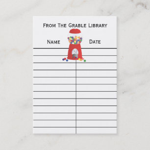 Bublegum Machine Book Return Cards
