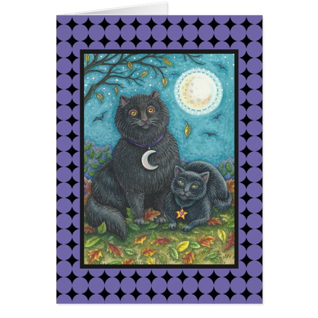 BUBO & PYEWACKET BLACK CAT GREETING CARD Blank (Front)