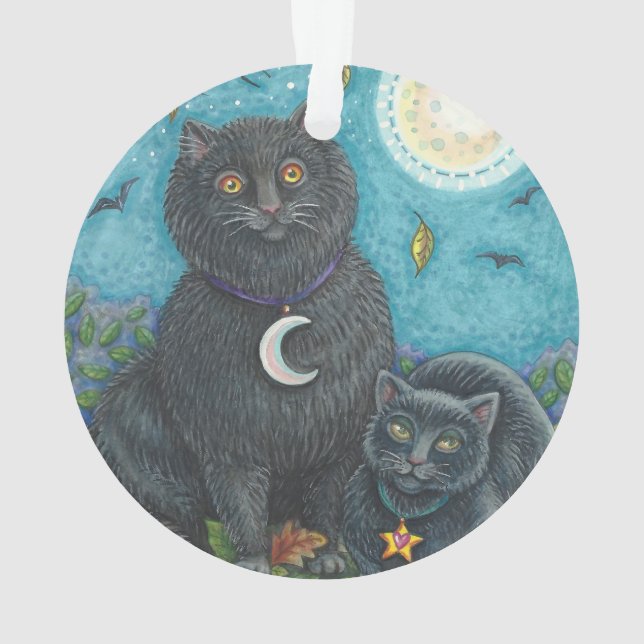 BUBO & PYEWACKET, BLACK CATS HOLIDAY ORNAMENT Rnd (Back)