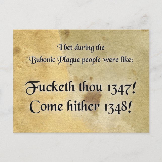Bubonic Plague / Pandemic Humour Postcard (Front)
