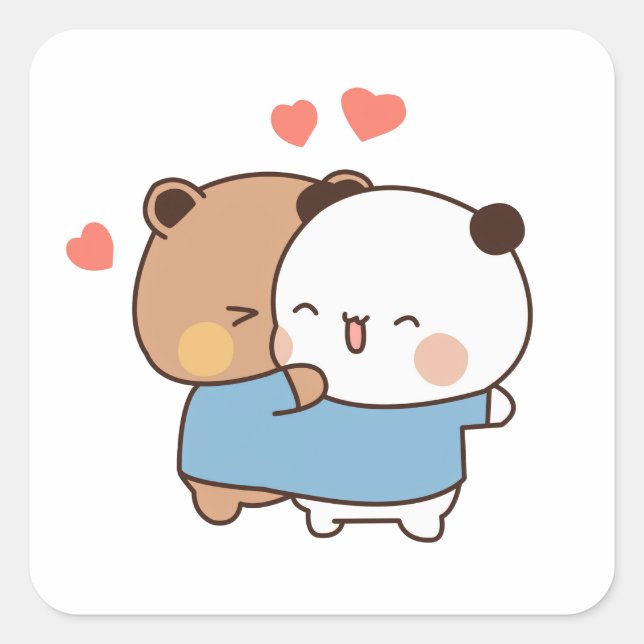 bubu and dudu Milk and Mocha Bears Kawaii couple Square Sticker (Front)