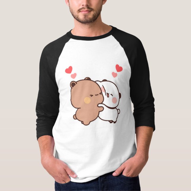 Bubu and Dudu, Panda And Brownie Bear Couple T-Shirt (Front)