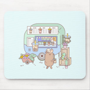 Bubu and Moonch, Guinea pig Bubble Tea Vendor Mouse Pad