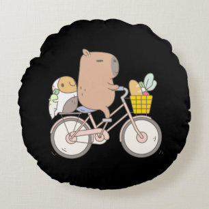 Bubu the Guinea Pig Biking Round Cushion