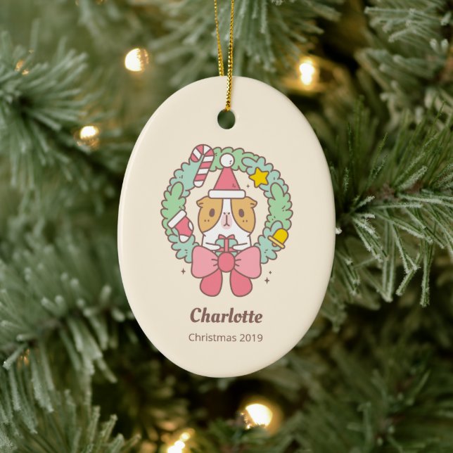 Bubu the Guinea pig, Christmas Gift Ceramic Ornament (Tree)