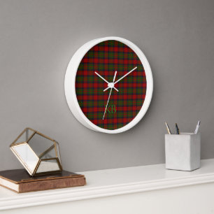 Buccleuch Official Tartan with monogram / name Clock