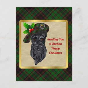 Buchan Clan Badge & Tartan Christmas Postcard