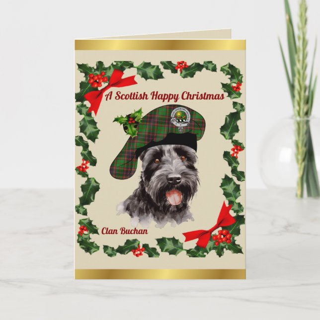 Buchan Scottie Dog Personalised Xmas Card (Front)