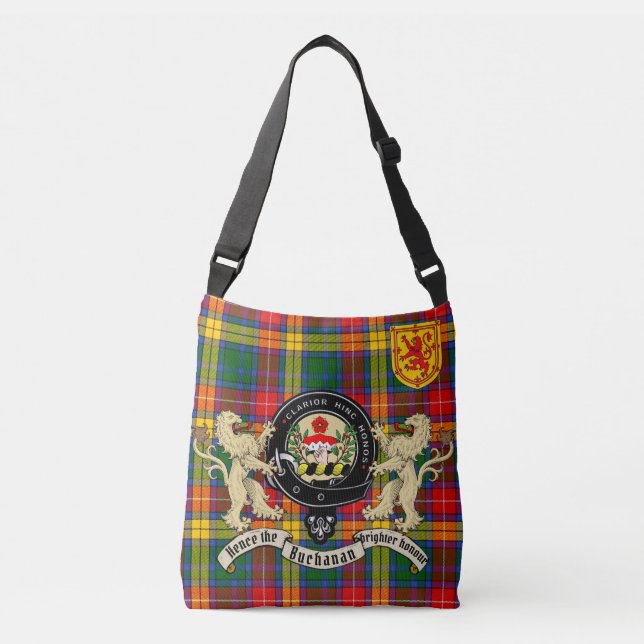 Buchanan Clan Badge & Tartan  Crossbody Bag (Front)
