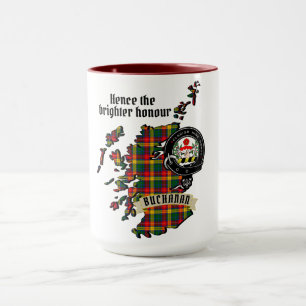 Buchanan Clan Badge & Tartan Map of Scotland   Mug