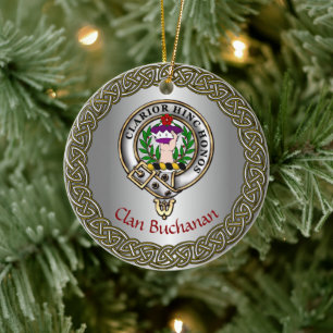 Buchanan Clan Badge & Tartan Thistle Personalized Ceramic Ornament
