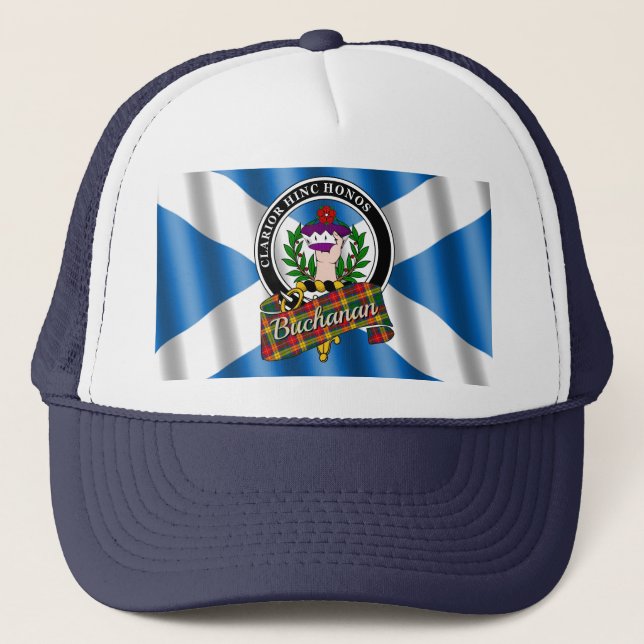 Buchanan Clan Badge & Tartan Trucker Hat (Front)