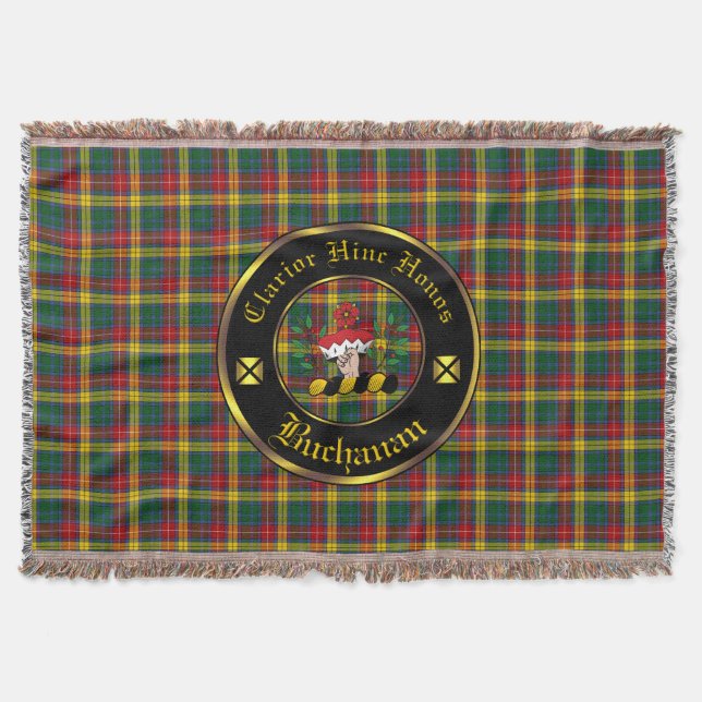 Buchanan Clan Crest & Tartan Throw (Front)