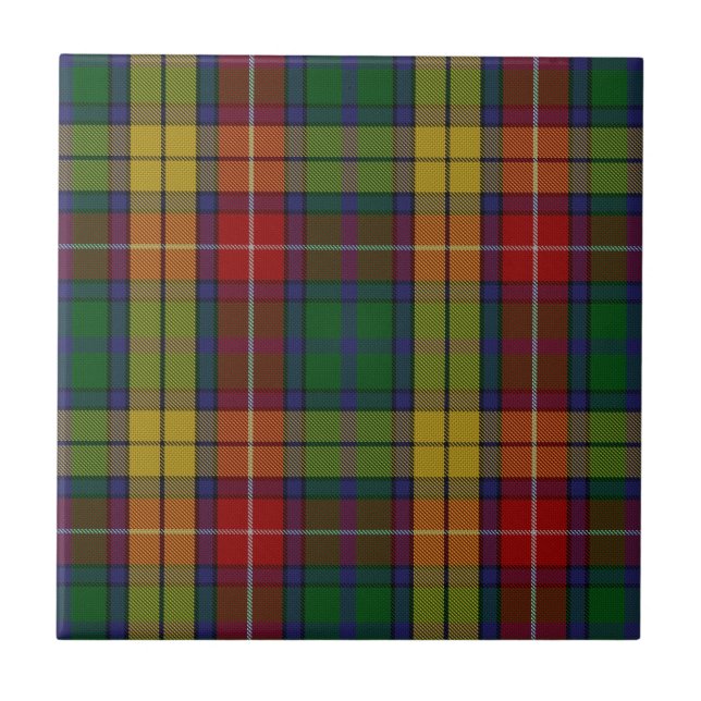 Buchanan Clan Hunting Tartan Plaid Ceramic Tile (Front)