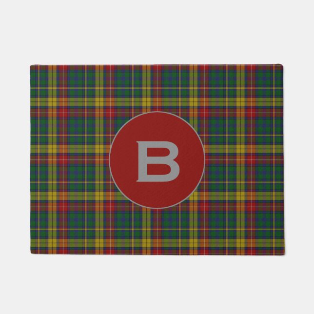 Buchanan Clan Tartan Plaid Door Mat (Front)