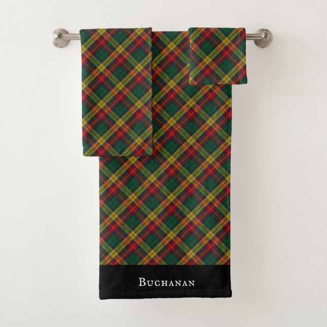 Buchanan Clan Tartan Plaid Pattern Bath Towel Set (Insitu)