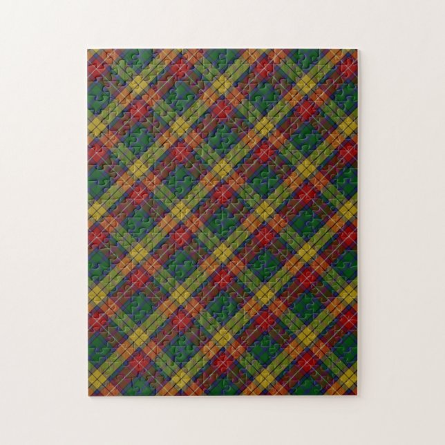 Buchanan Clan Tartan Plaid Pattern Difficult Jigsaw Puzzle (Vertical)